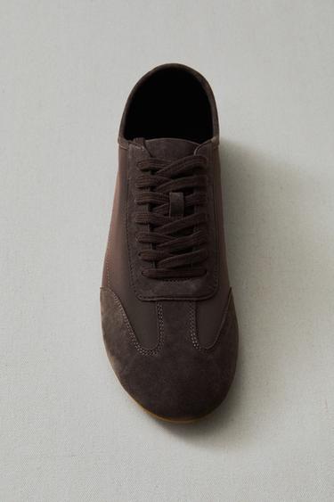 LEATHER SNEAKERS - Brown by Zara