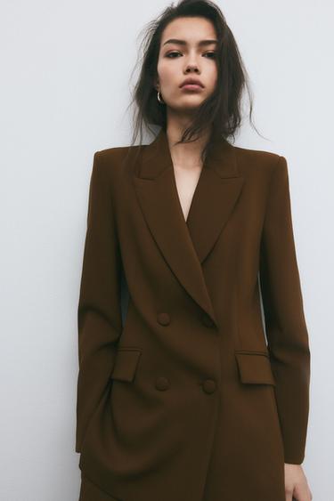 BLAZER CRUZADO COM BOTÕES FORRADOS - Marrom da Zara