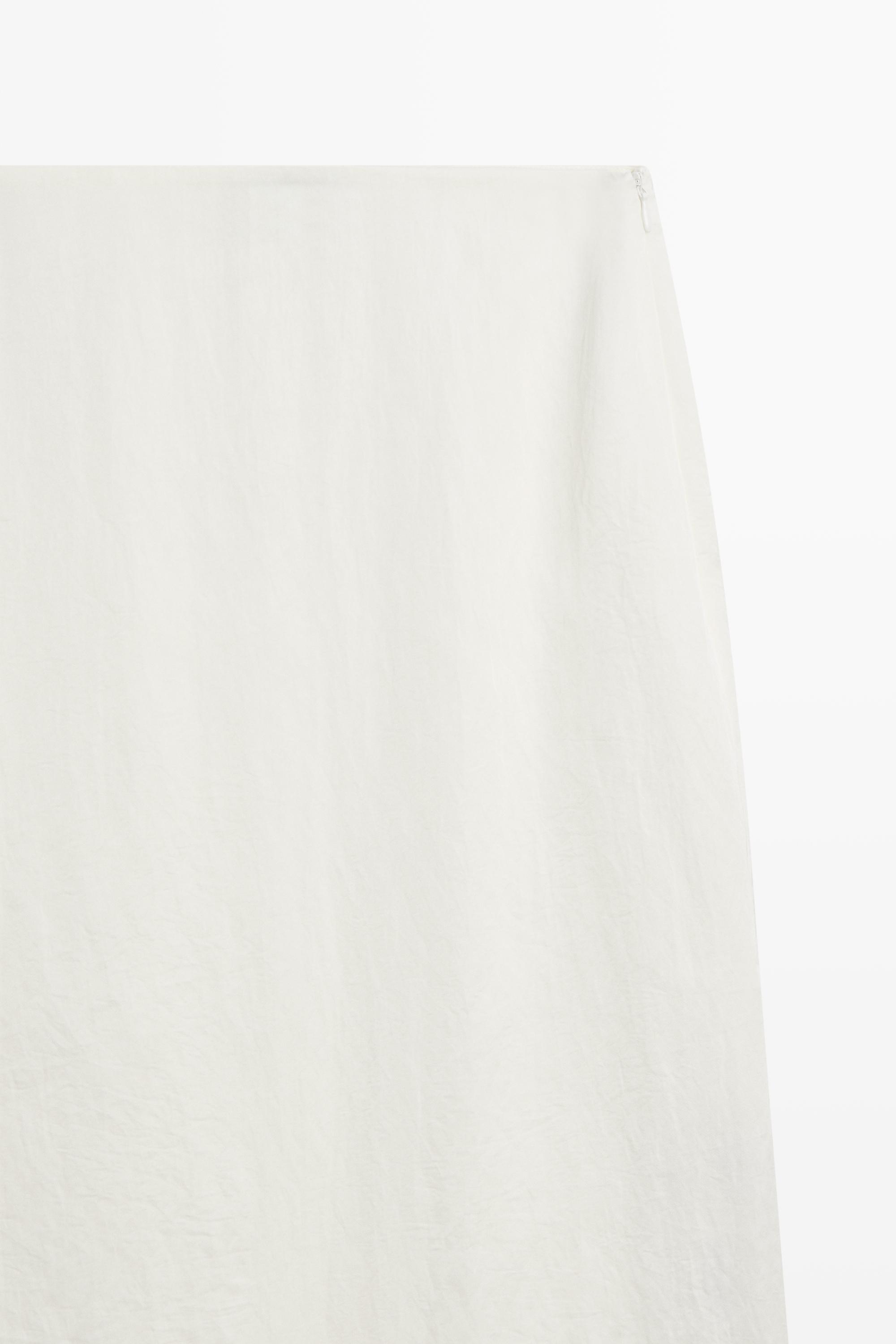 Flowing midi skirt with lace detail — White