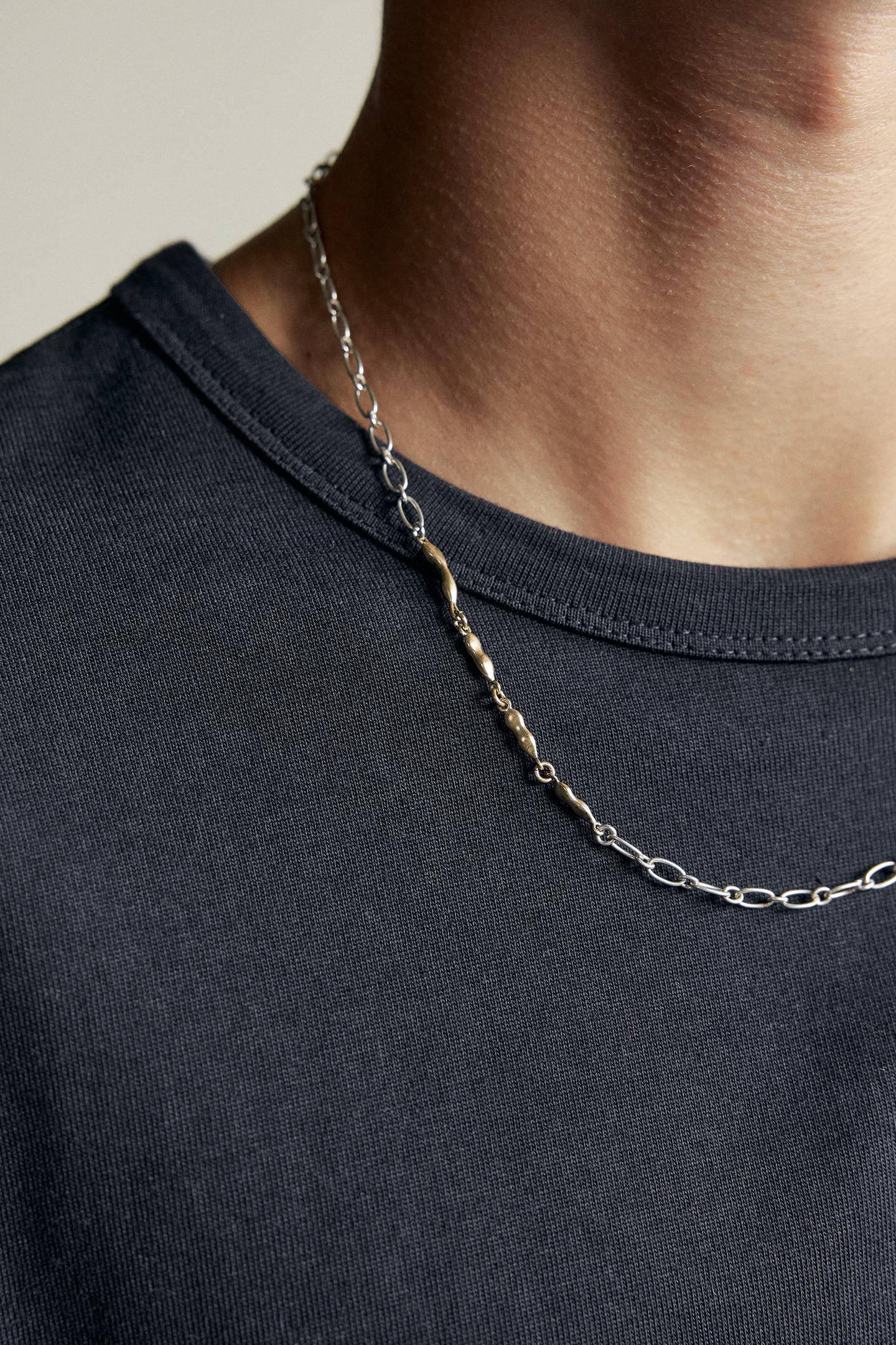 Мужские украшения Zara Contrast Metallic Link Chain, цвет: Серебряный — фото 2