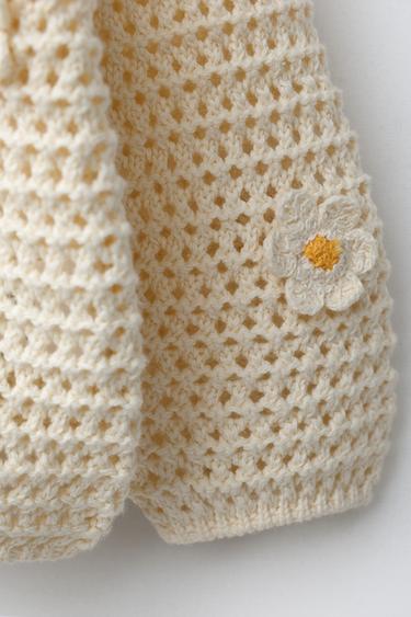 DAISY CROCHET CARDIGAN - Ecru by Zara - Image 3