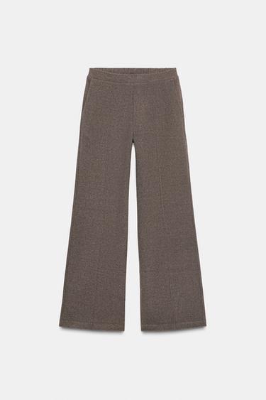 Zara SOFT WIDE LEG PANTS - Mink