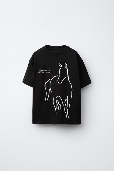 T-SHIRT MIT PFERDE-PRINT - Schwarz von Zara - Bild 0