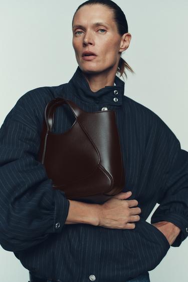 Zara CONTRASTING BAG - Burgundy Red