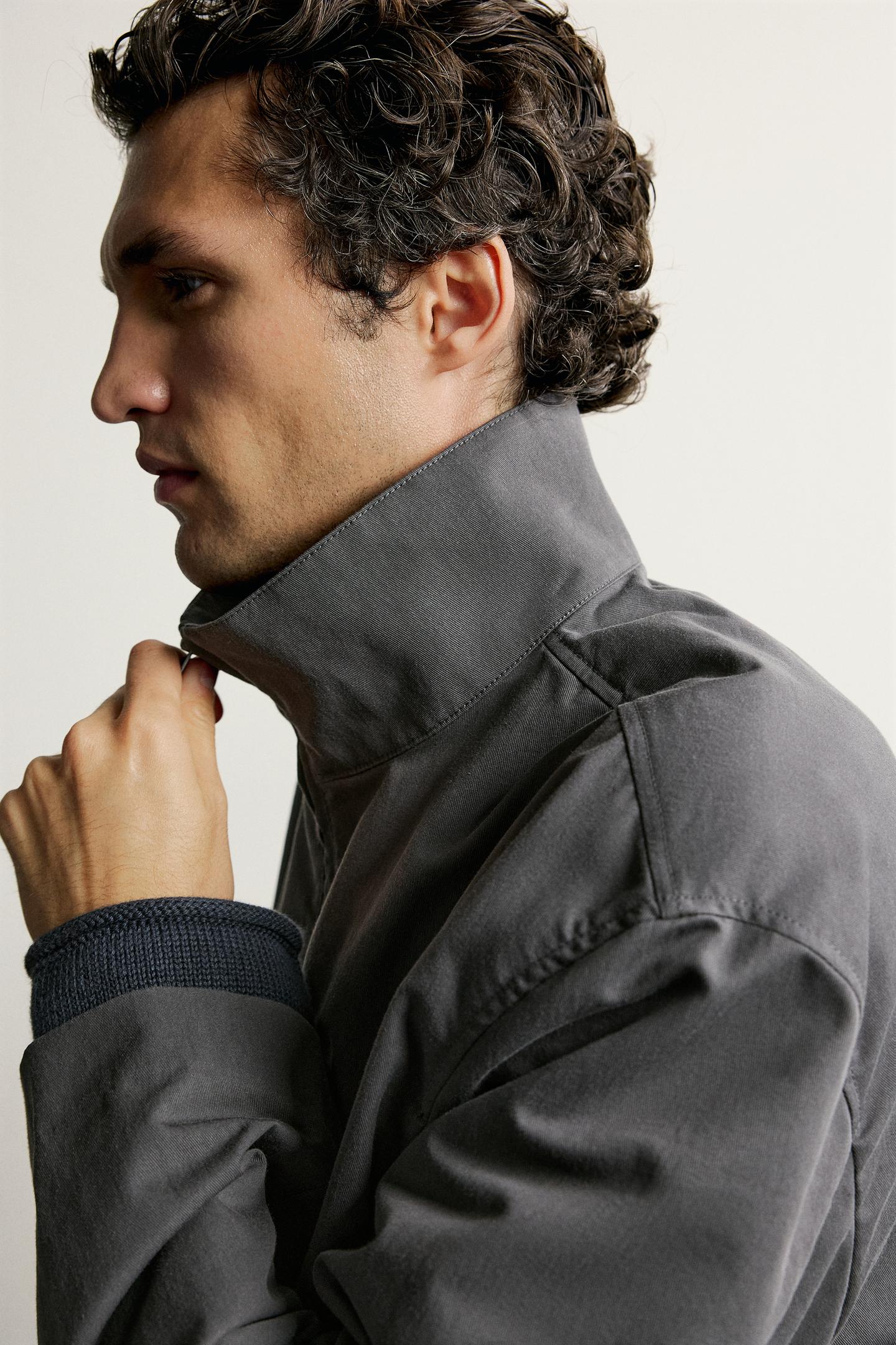 Мужская куртка Zara Water-Repellent Technical, цвет: Антрацитовый серый — фото 5