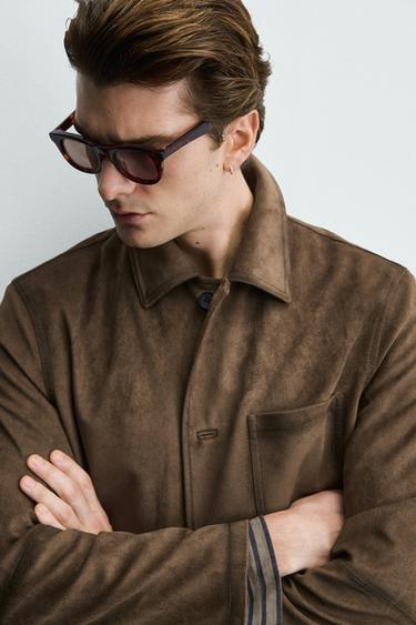 SURCHEMISE REGULAR FIT EFFET DAIM - Marron clair de Zara - Image 4