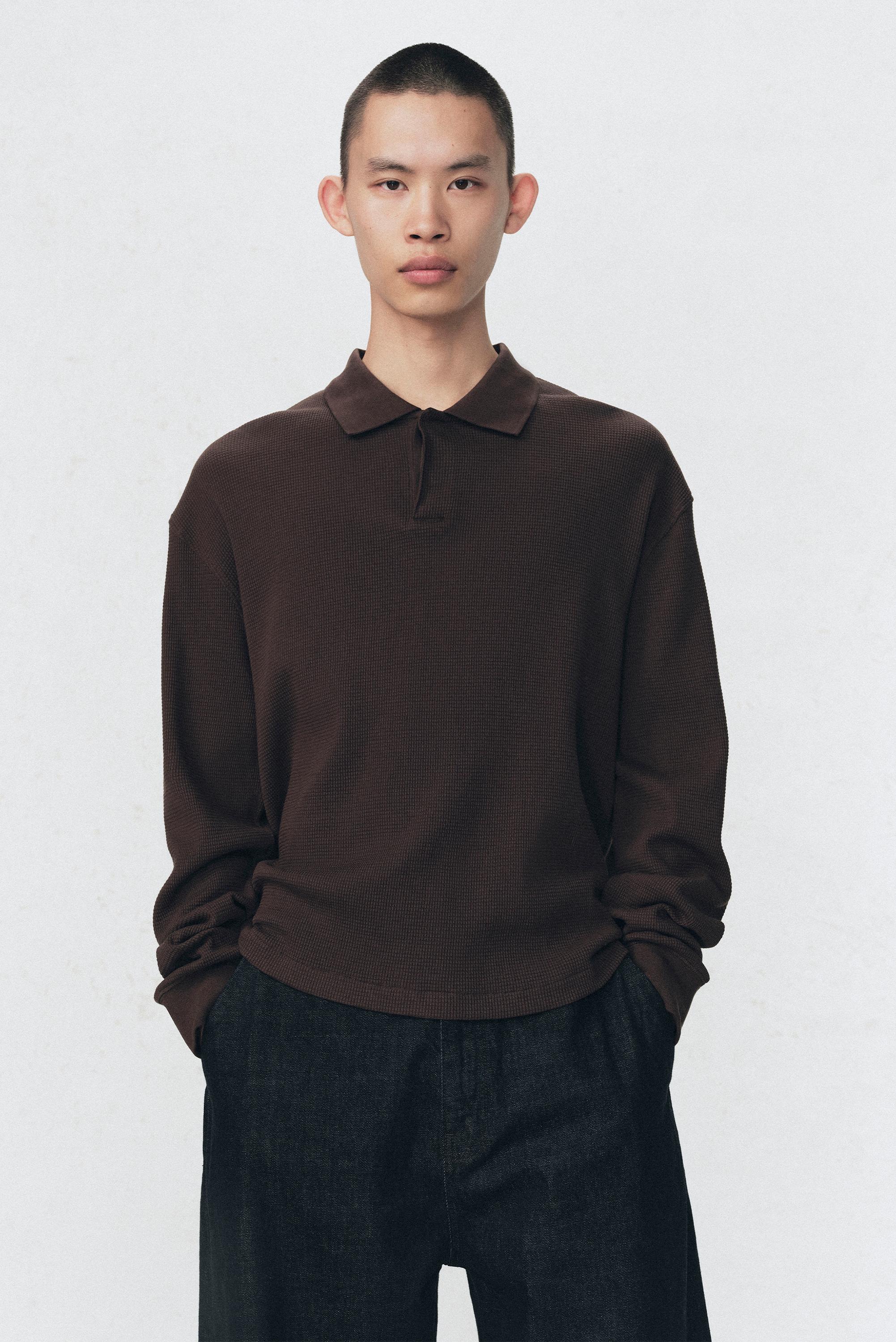 SOSHIOTSUKI x ZARA ワッフルニット ポロシャツ - ブラウン | ZARA