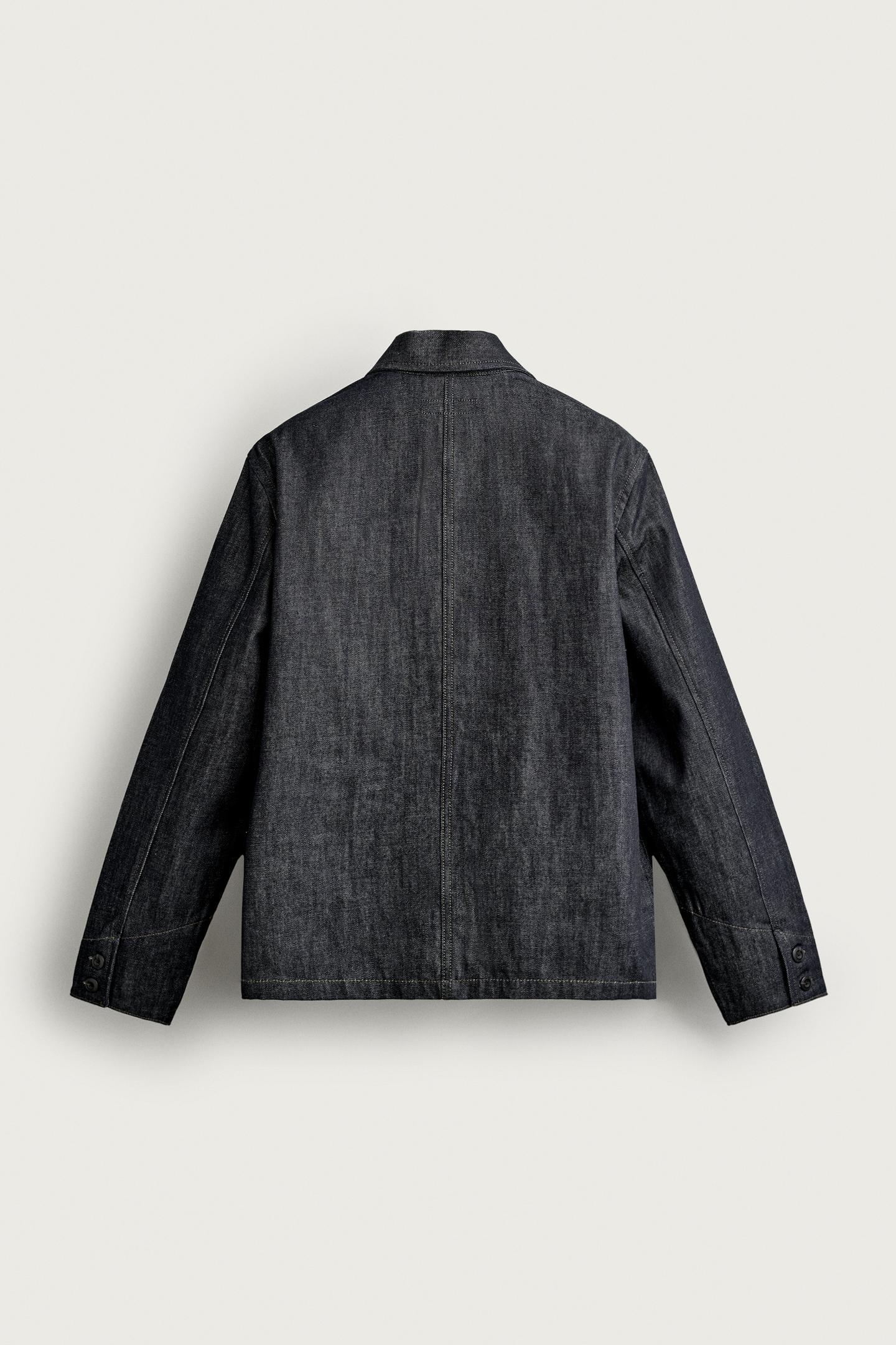 Мужская рубашка Zara Pocket Denim Overshirt, цвет: Индиго — фото 9