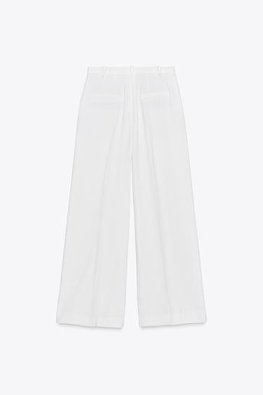 PANTALON LARGE À PINCES ZW COLLECTION - Écru de Zara - Image 5