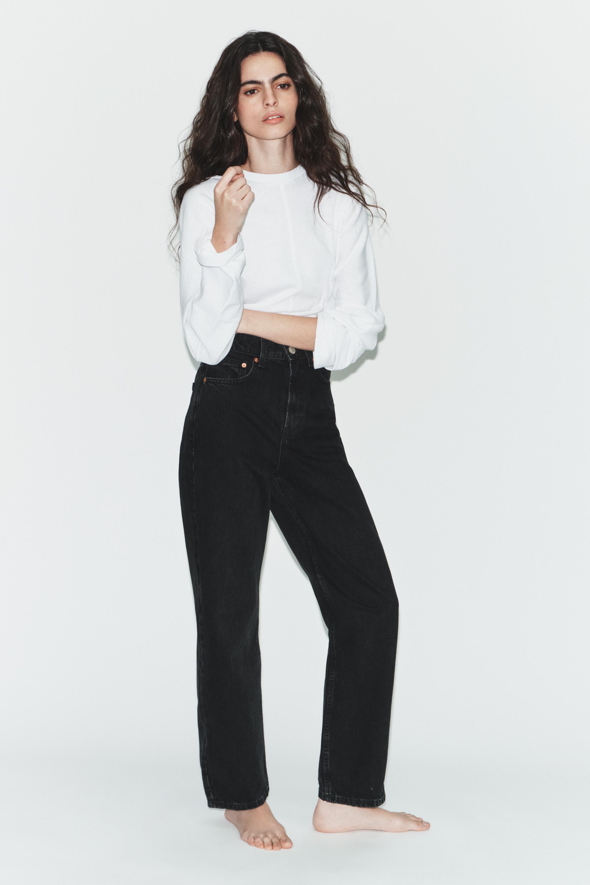 TRF MOM FIT HIGH-WAIST JEANS — Black (alternate view)