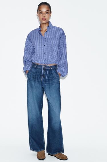 JEANS Z1975 LOOSE FIT TIRO ALTO CORCHETES - Azul medio de Zara