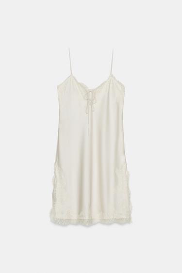 ROBE LINGERIE DENTELLE ZW COLLECTION - Beige de Zara - Image 4