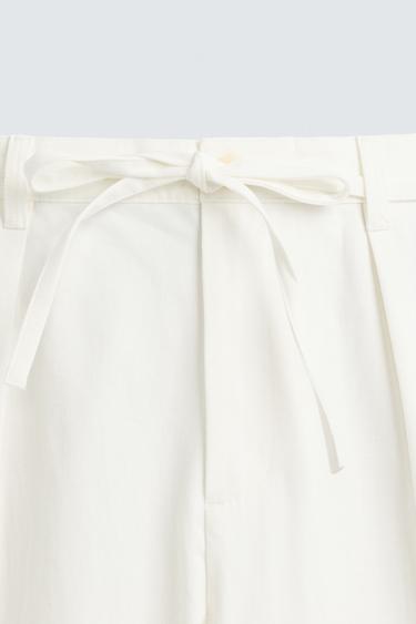 RELAXED FIT PLEATED TROUSERS - Ecru by Zara - Image 6