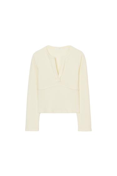 CAMISETA RIB MANGA LARGA - Crudo de Zara