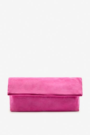 LIMITED EDITION SPLIT SUEDE MAXI CLUTCH - Pink by Zara