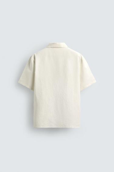 REGULAR FIT HEMP/COTTON POLO SHIRT - White by Zara - Image 6