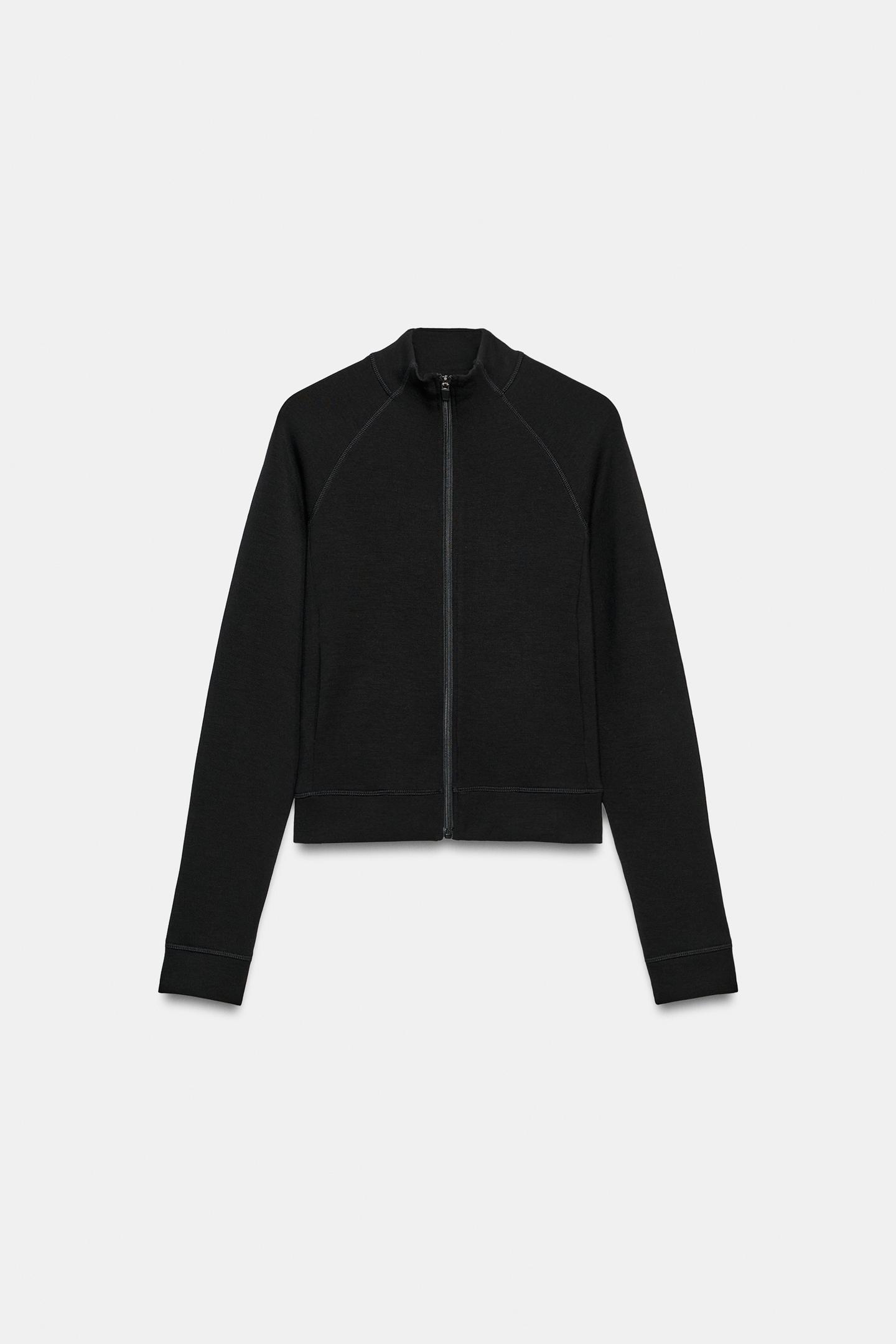 Женская куртка Zara Fitted Zip-Up, цвет: Чёрный — фото 4