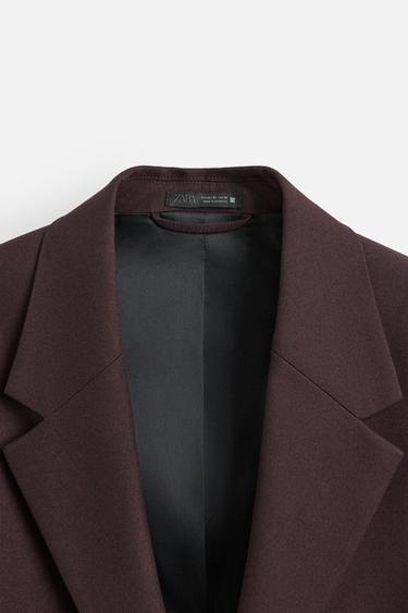 REGULAR FIT SUIT BLAZER - Burgundy by Zara - Image 7