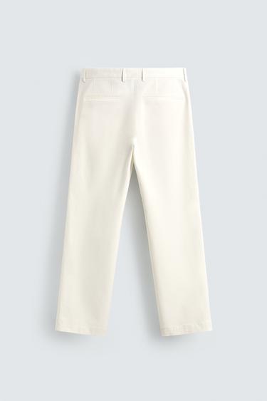 REGULAR FIT CHINO TROUSERS - Oyster-white by Zara - Image 7