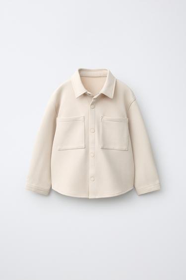 Zara COMFORT POCKET OVERSHIRT - Light beige