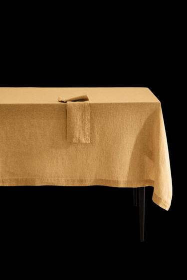 WASHED LINEN TABLECLOTH - Mustard by Zara
