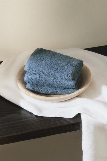 PACK OF COTTON HAND TOWELS (PACK OF 3) - Mid-blue by Zara