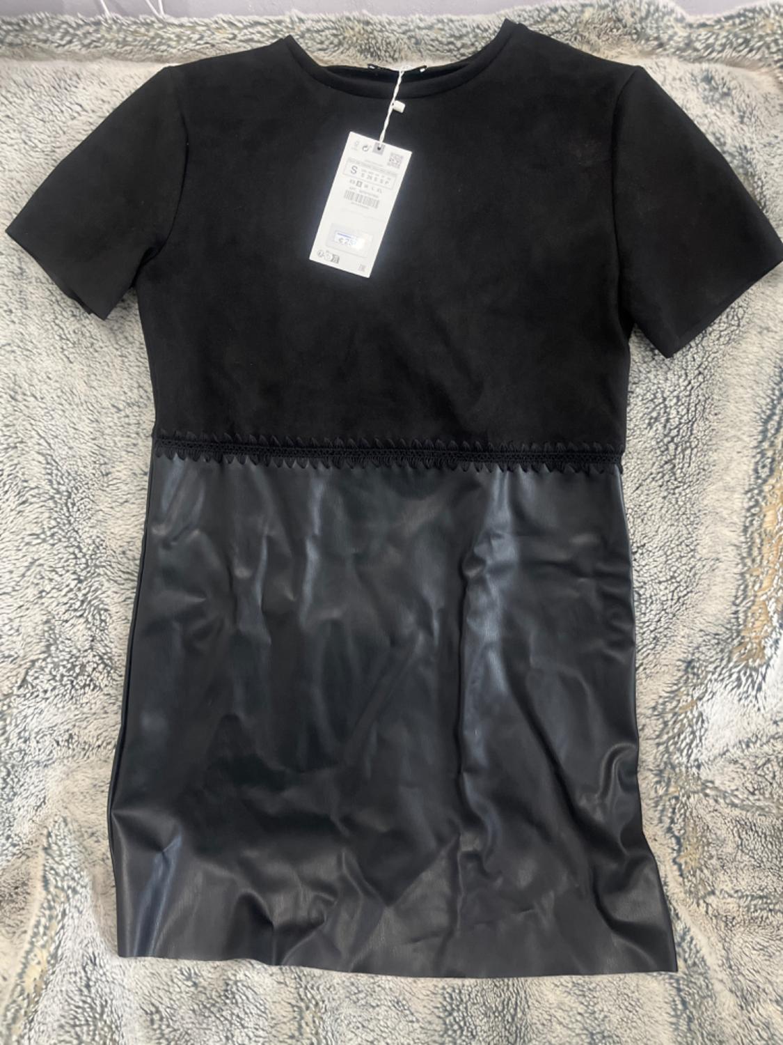 DRESS WITH CONTRAST FAUX LEATHER
