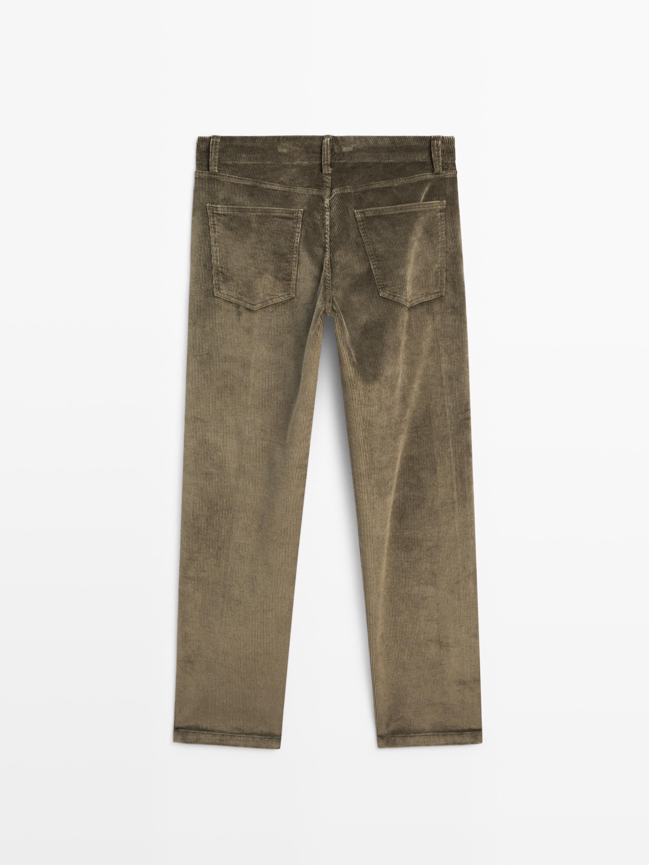 Relaxed fit corduroy denim-effect trousers