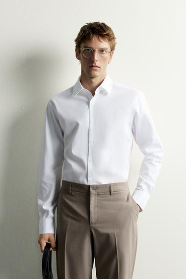 SLIM FIT TEXTURED SHIRT - White by Zara