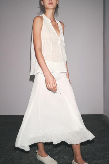100% LINEN HALTER TOP ZW COLLECTION - Ecru by Zara - Image 2