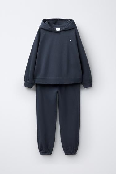 HOODIE AND JOGGER TROUSERS WITH HEART DETAIL PACK - Anthracite grey by Zara