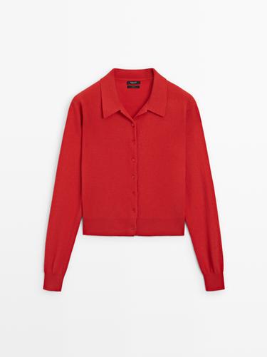 Zara 100% wool knit cardigan - Red