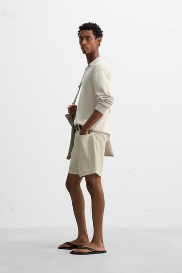 COTTON/HEMP KNIT POLO SHIRT - Sand by Zara - Image 3