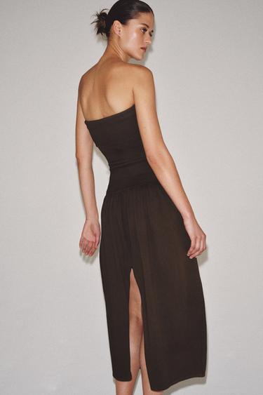 ROBE BANDEAU BIMATIÈRE - Marron de Zara - Image 2