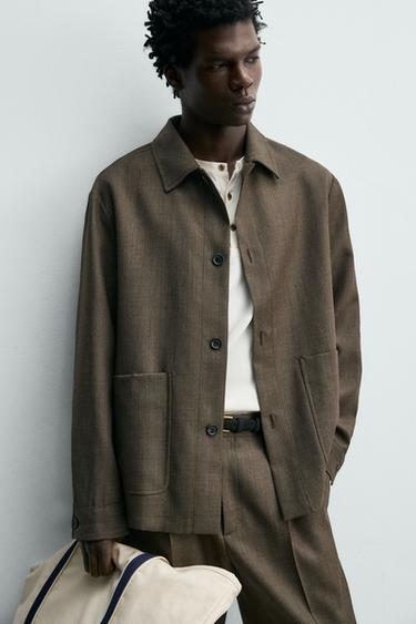 SURCHEMISE REGULAR FIT 100% LAINE - Vison de Zara - Image 5