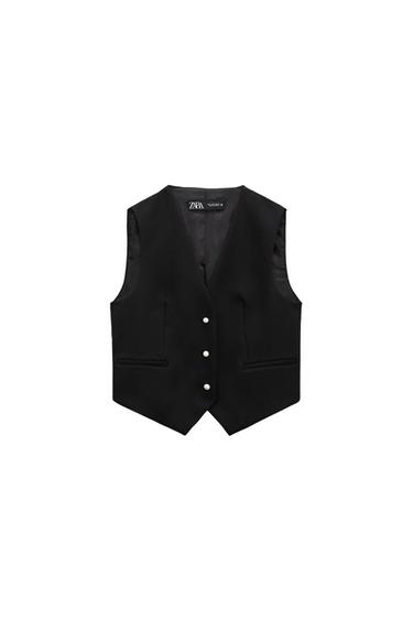 PEARL APPLIQUÉ BUTTONED VEST