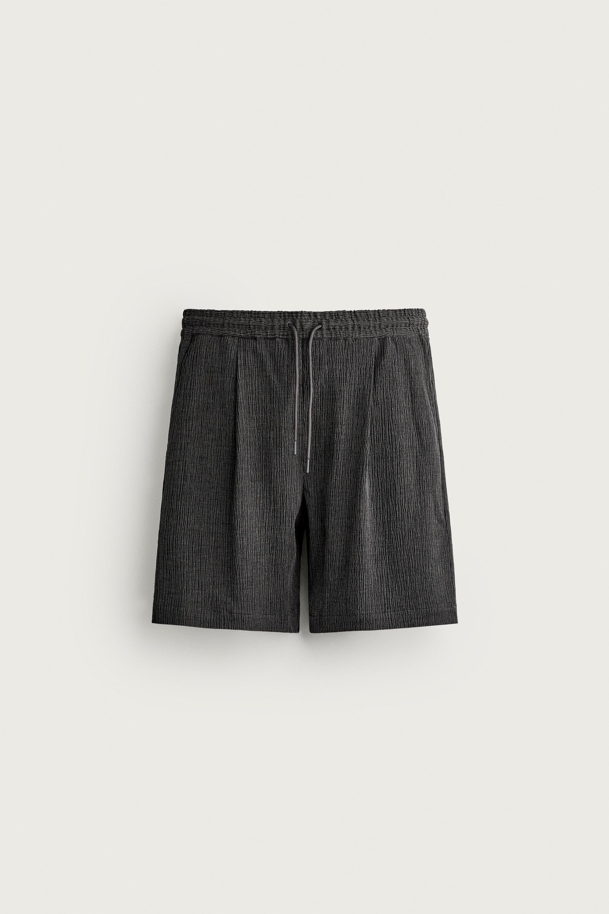 TEXTURED RELAXED FIT SHORTS — Anthracite Gray