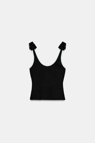 TOP CANNELÉ À NŒUDS - Noir de Zara - Image 6