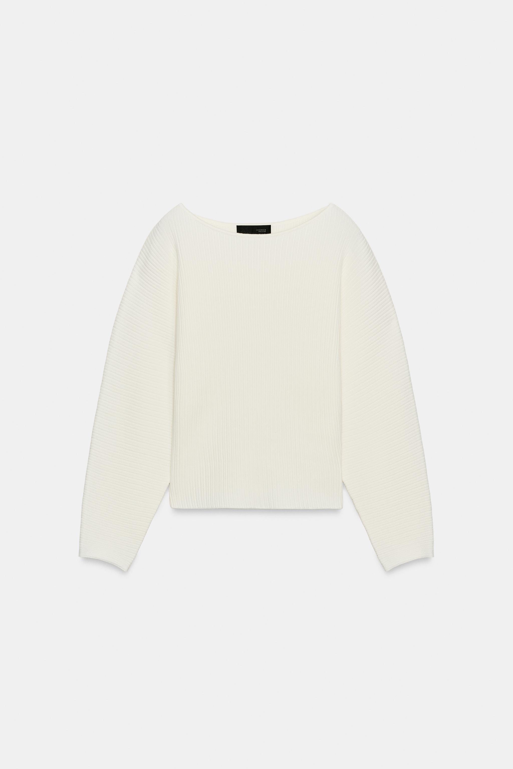 PULL EN MAILLE CÔTELÉE À MANCHES AMPLES
