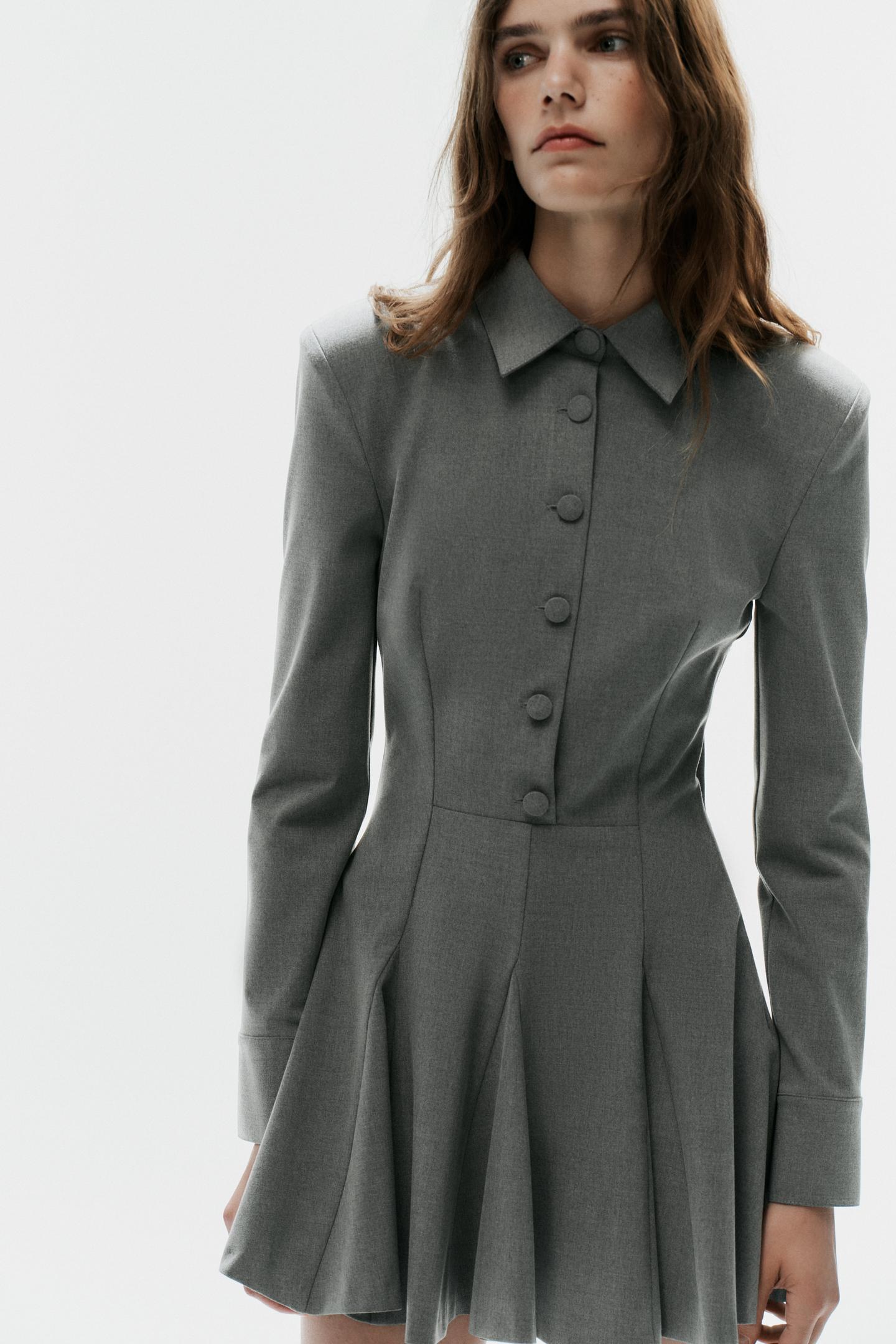 Женское платье Zara Mini Shirt Dress, цвет: Светлый серый — фото 3