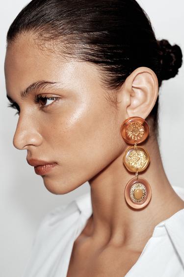 PENDIENTES RESINA FLORES PIEDRA - Multicolor de Zara - Imagen 0
