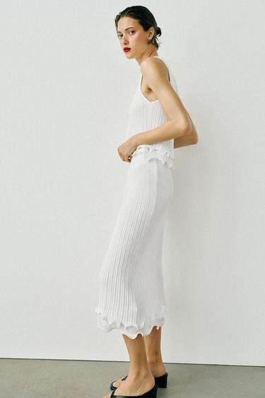 DOUBLE-LAYER KNIT TOP - White by Zara - Image 2