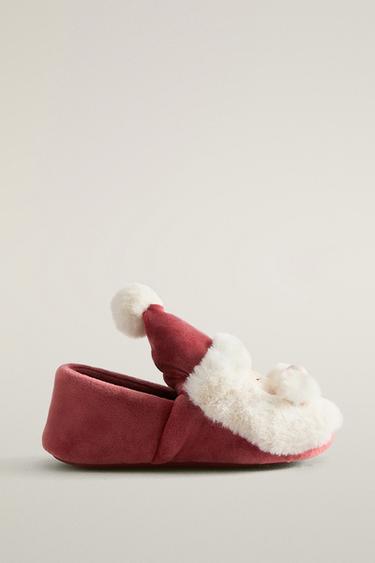 KIDS SANTA CLAUS CHRISTMAS SLIPPERS — Red 1
