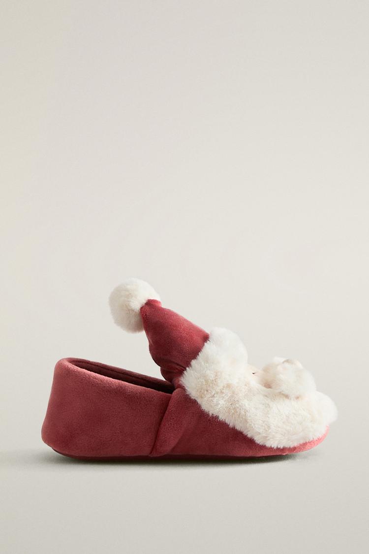 KIDS SANTA CLAUS CHRISTMAS SLIPPERS — Red