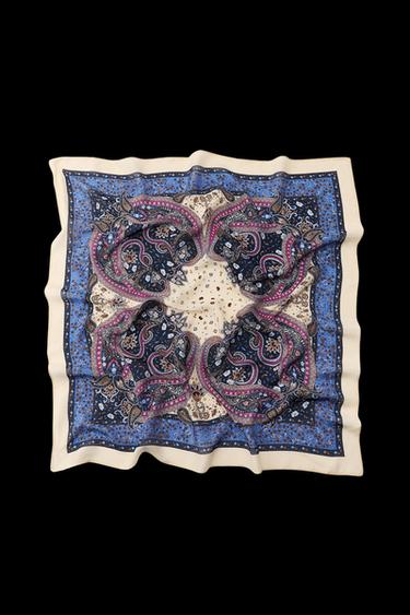 PRINTED VISCOSE SCARF - Blue by Zara - Image 0