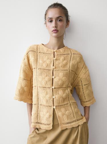 Chaqueta punto calado crochet - Barquillo de Zara