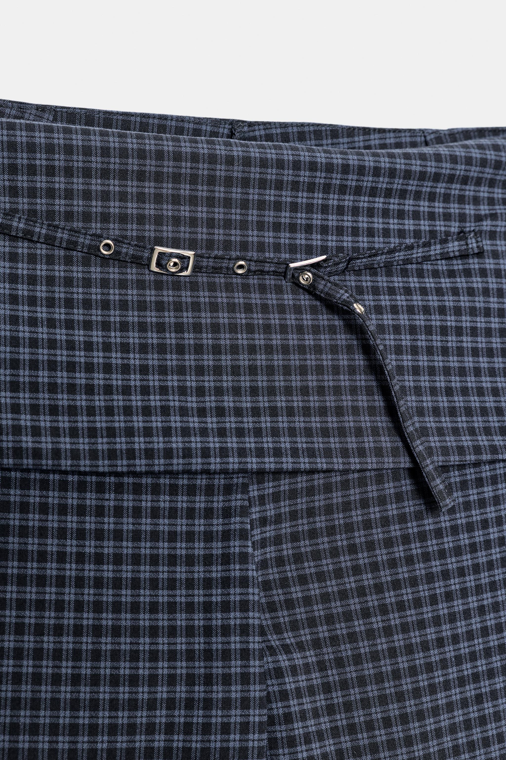 CHECK BELTED PANTS