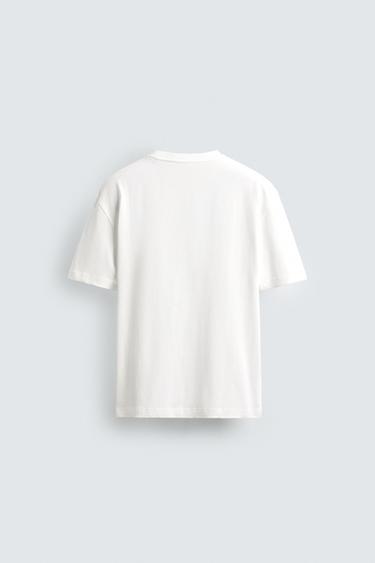 T-SHIRT IMPRIMÉ CONTRASTE - Beige clair de Zara - Image 7