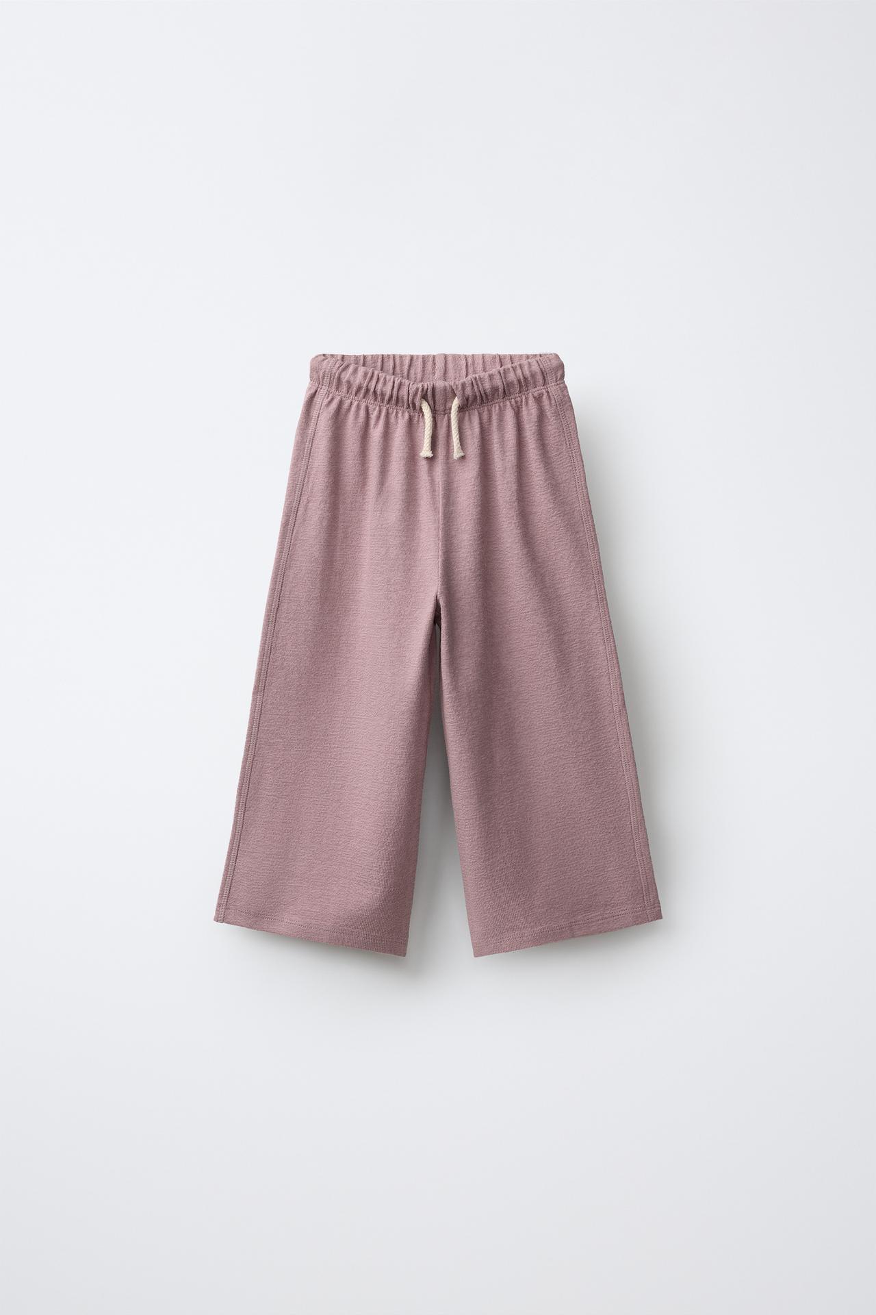 TEXTURED WIDE-LEG TROUSERS — Pink / Lilac