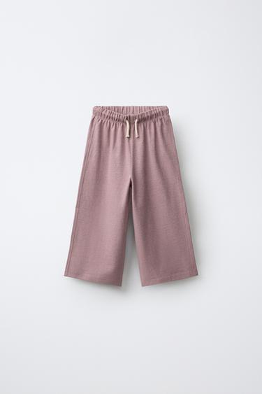 Zara TEXTURED WIDE-LEG TROUSERS - Pink / Lilac